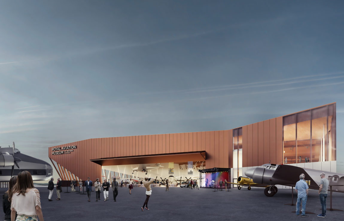 rendering of museum back hangar open