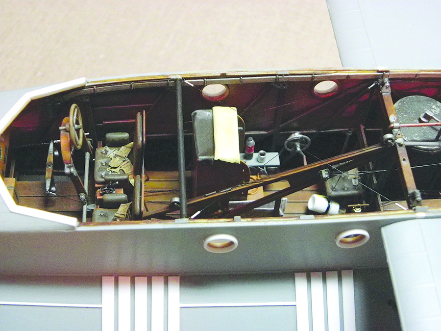 Cut-away view of the forward interior of a 1:32 scale model of the Curtiss H-16 flying boat