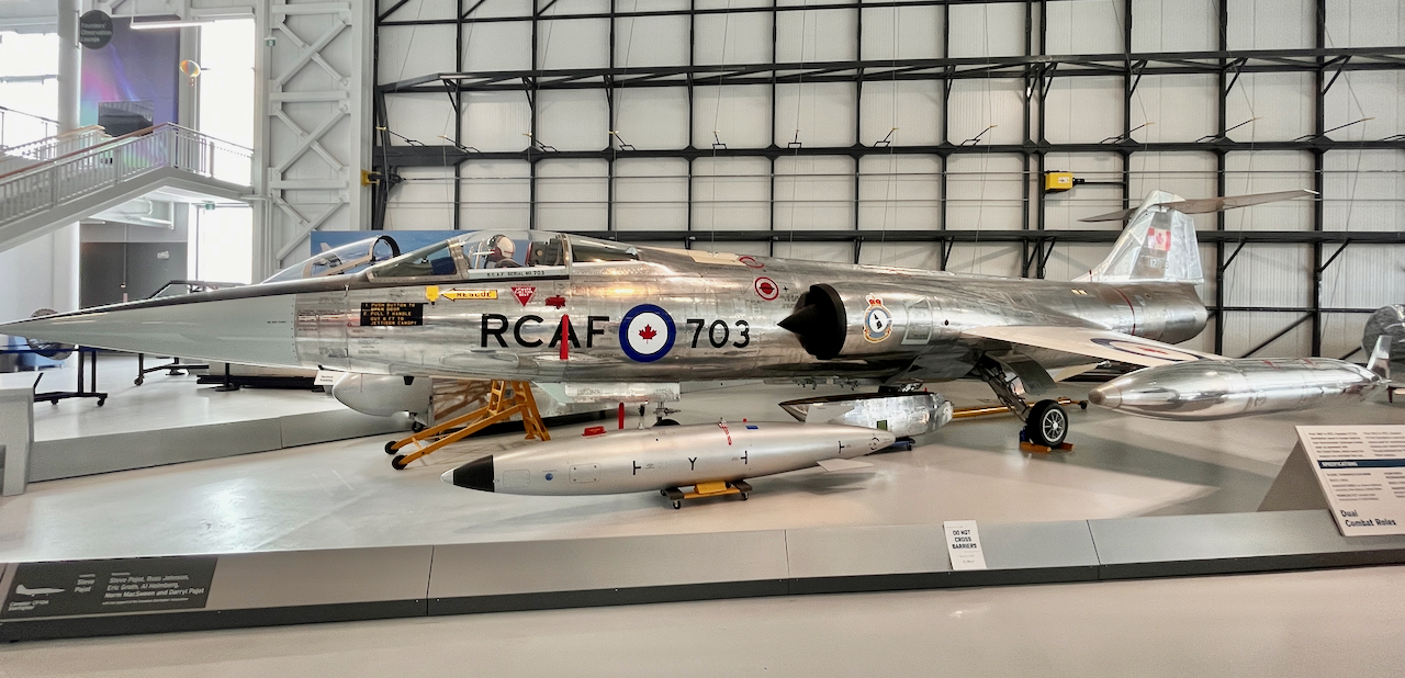 The CF-104 Starfighter on display at the Royal Aviation Museum of Western Canada