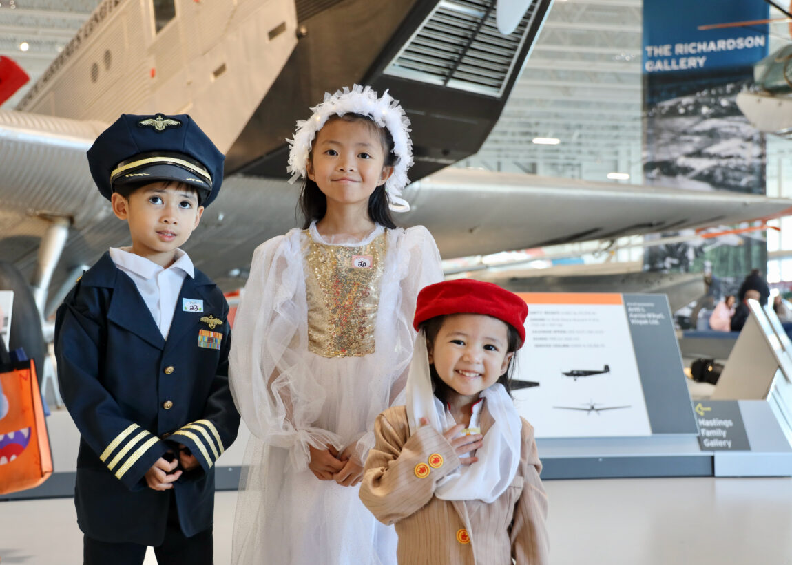 Children dressed in costume for the Royal Aviation Museum's Halloween event