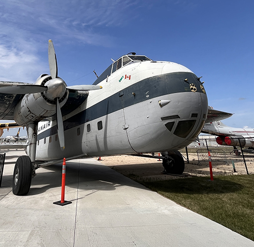 Bristol Freighter CF-WAE outside the Royal Aviation Museum of Western Canada