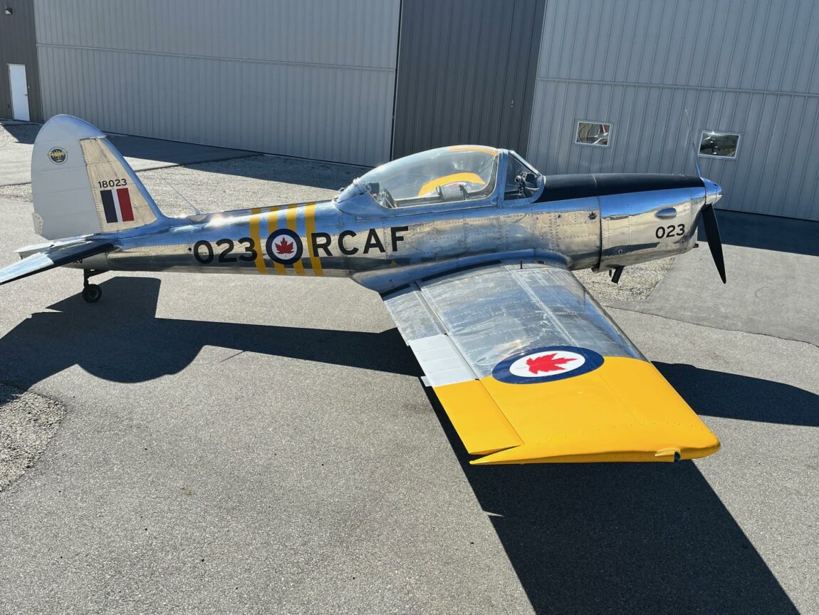 A de Havilland Chipmunk aircraft in silver and yellow livery